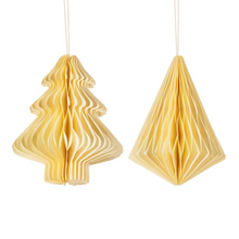Load image into Gallery viewer, Off White Tree & Diamond Paper Honeycomb Hanging Decoration - Assorted